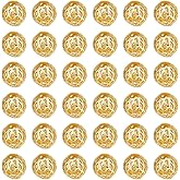 PH PandaHall 60pcs 18K Gold Plated Beads 8mm Metal Spacer Beads Hollow Beads Filigree Beads Round Beads Long-Lasting Loose Beads Bracelet Beads for Jewelry Making Earrings Bracelet Necklaces DIY Craft