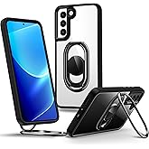 Shields Up for Samsung Galaxy S21 Case with Stand, Galaxy S21 Case Clear with Double Ring Holder [Adjustable & Foldable] Shockproof Protective Cover for Samsung Galaxy S21 - Clear Black