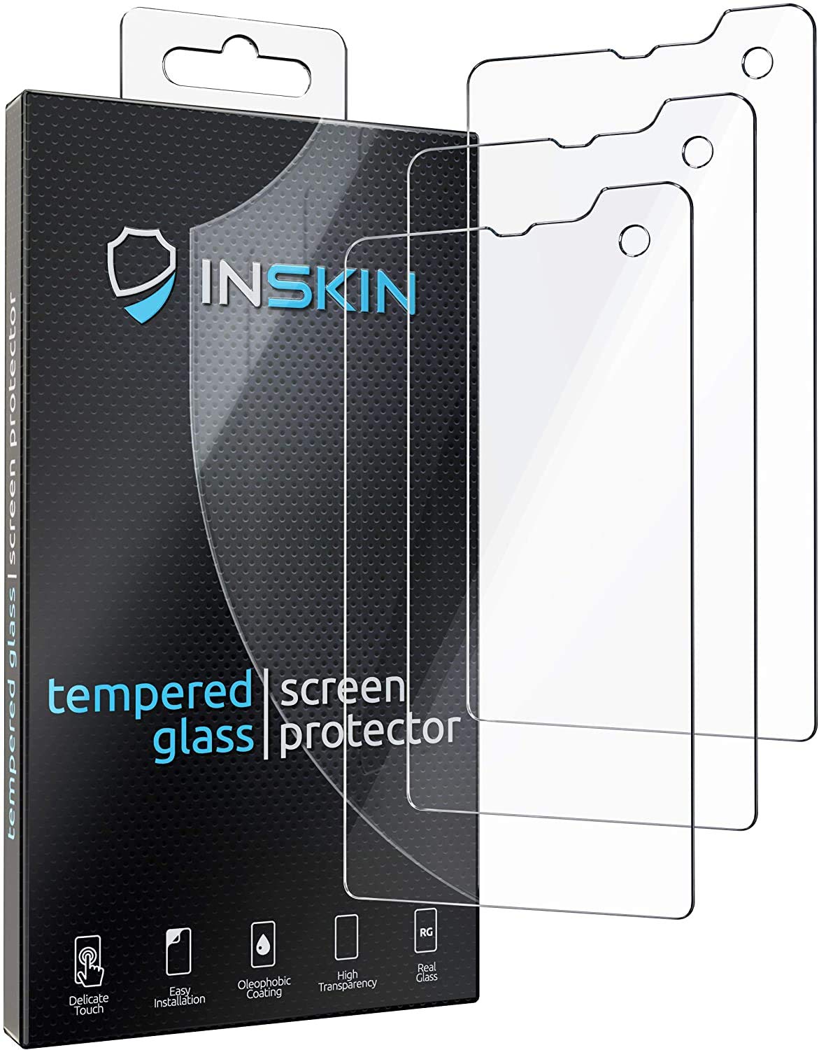Inskin Case-Friendly Tempered Glass Screen Protector, fits Sonim XP8 5.0 inch [2018]. 3-Pack.