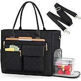RAINSMORE Teacher Tote Bag with Insulated Lunch Compartment 15.6 inch Laptop Bag for Women Lightweight Work Bags Nurse Bags