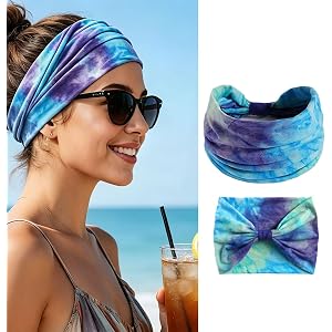 Fashionable Bohemian Style Sweat Absorbent Headbands for Women Girls,1 PCS | Non Slip Elastic Soft Running Headbands for Outd