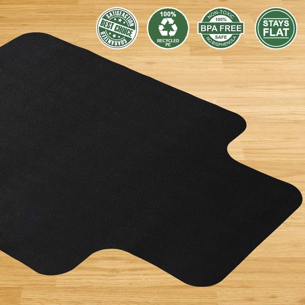 Office Chair Mat for Hardwood and Tile Floor with Lip, Black, Anti-Slip, Non-Curve, Under the Desk Mat Best for Rolling Chair and Computer Desk, 47x35 Non-Toxic and no BPA Plastic Protector: Kitchen & Dining