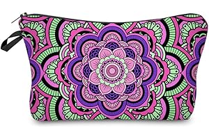 Deanfun Cosmetic Bag for Women, Mandala Flowers Waterproof Makeup Bags Roomy Toiletry Pouch Travel Accessories Gifts (51466)