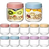 KEYWING 12 Pack Overnight Oats Containers With Lids, 10 oz Wide Mouth Mason Jars with Airtight Lids, Meal Prep Containers Food Storage Glass Jars in Bulk for Snack Yogurt Salad Spice Cereal