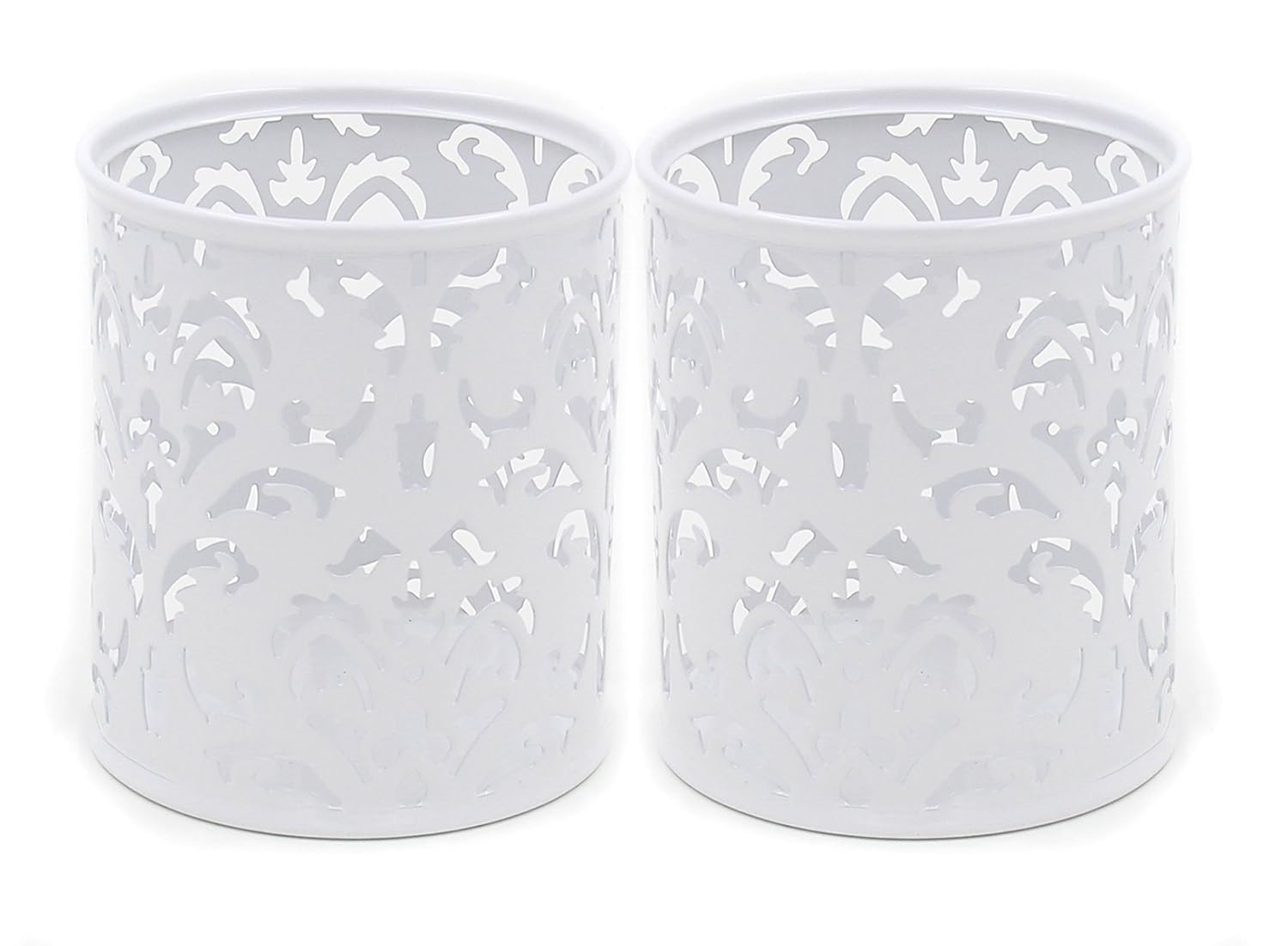 EasyPAG 2 Pcs 3-1/4 inch Dia x 3-3/4 inch High Round Floral Pen Holder, White