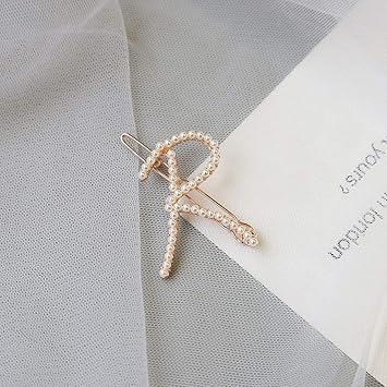 Amazon Com Daweif Elegant Pearls Letter Hair Clips Women Lady