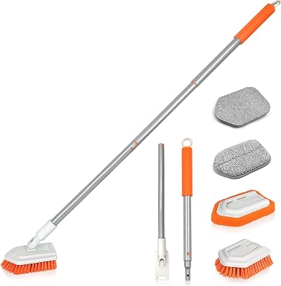 JEHONN 4-in-1 Shower Scrubber with Long Extendable Handle 4 Attachments