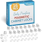 Vmaisi Child Safety Magnetic Cabinet Locks Baby Proofing 16 Locks &amp; 2 Keys | Children Proof Baby Locks - Adhesive or Screws Fixed for Cabinets and Drawers Protection