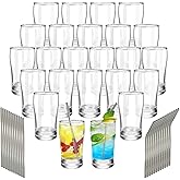 UCEHIPAW 24 Pcs Beer Glasses with Straws Clear Small Juice Glasses Cups Heavy Base Glassware Glass Drinking Tumblers Bulk for Kids Breakfast Iced Tea Water Orange Juice Milk (5 oz)