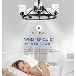 KINGTORO 24" Chandelier Ceiling Fans with Lights