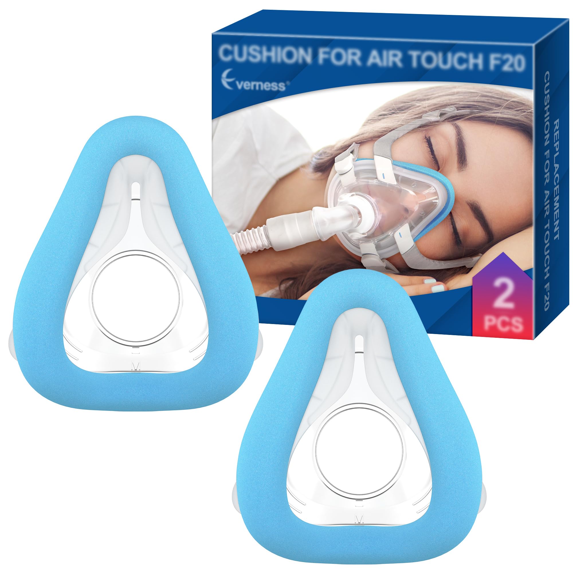Photo 1 of 2 Packs Memory Foam Mask Cushion (M) for ResMed Airtouch F20 & Airfit F20, Highlights Optimizest Resilience & Comfort with Superblue Memory Foam - F20 Mask Medium for Full Face CPAP Users