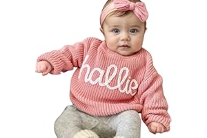 Personalized Name Baby Boy Sweater Girls, Knitted Baby Sweater With Name, Custom Knit, Children Winter Sweaters, Long Sleeve 