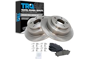 TRQ Rear Brake Pad and Rotor Set Ceramic Solid Rotors Compatible with 2005-2006 Saab 9-2X 2004-2008 Subaru Forester 2004-2007 Impreza