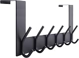 WEBI 6 Coat Hooks Over Door Hanger Rack for Towels Clothes Bathroom Black view 1