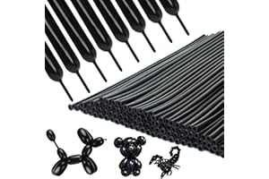 PIGETALE 260 Balloons 100PCS Black Twisting Animal Balloons Thickening Latex Modeling Long Skinny Magic Clown Balloons for Animal Shape Halloween Weddings Birthdays Festival Supplies Party Decorations