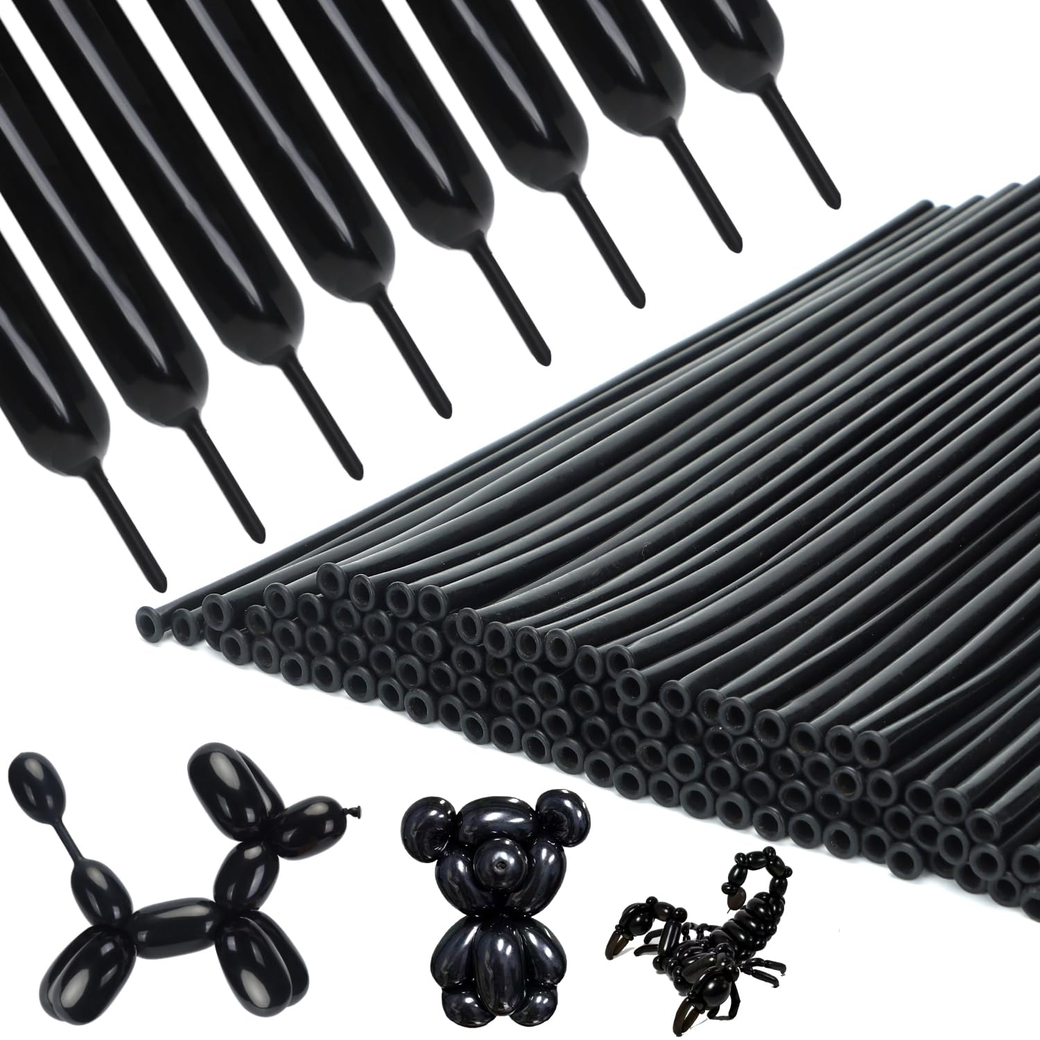 PIGETALE 260 Balloons 100PCS Black Twisting Animal