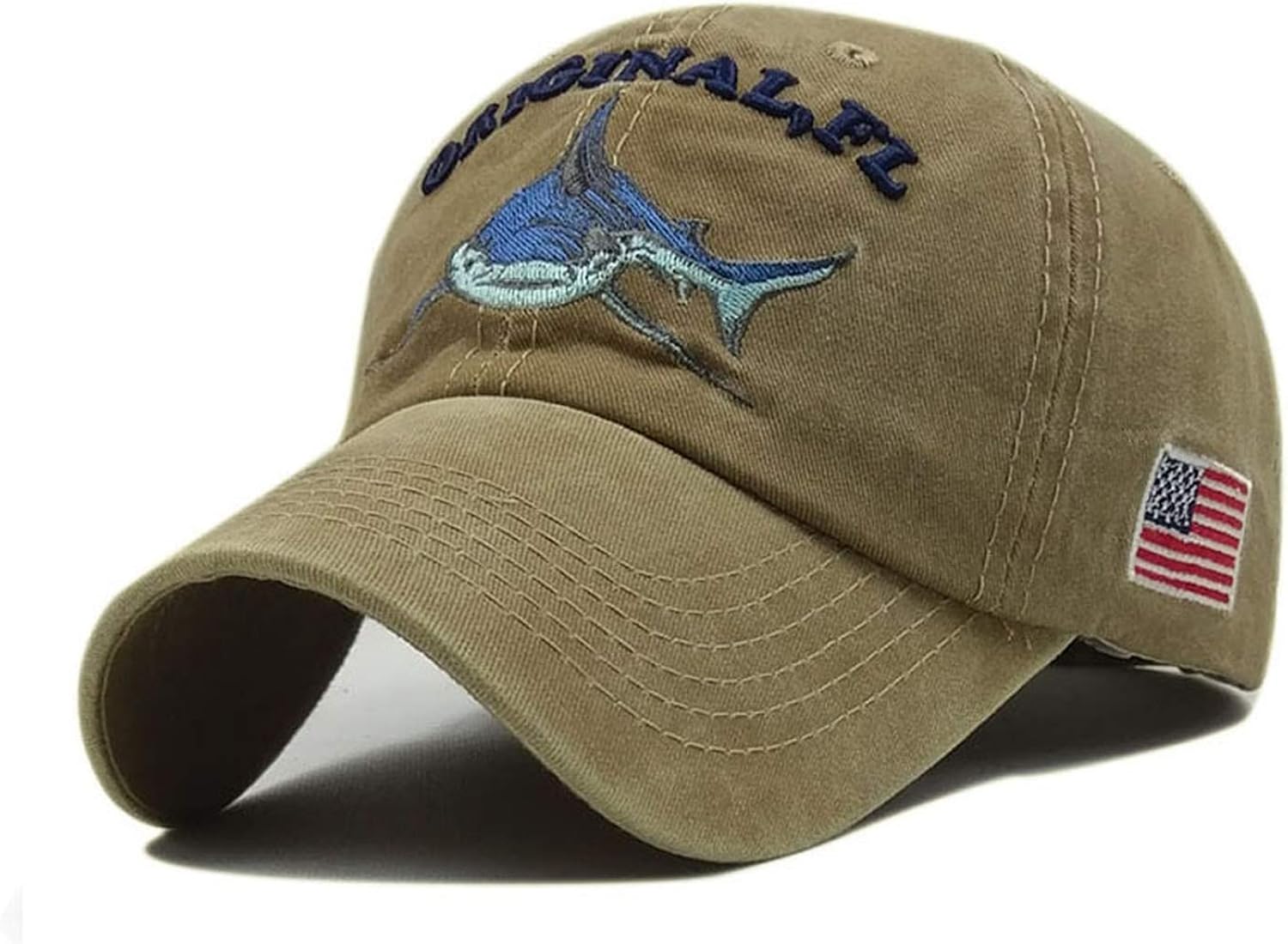 Vintage Washed Denim Cap Snapback Embroidered Shark Baseball Caps Men Outdoor Fishing Cap Cotton Hat Dad Bone