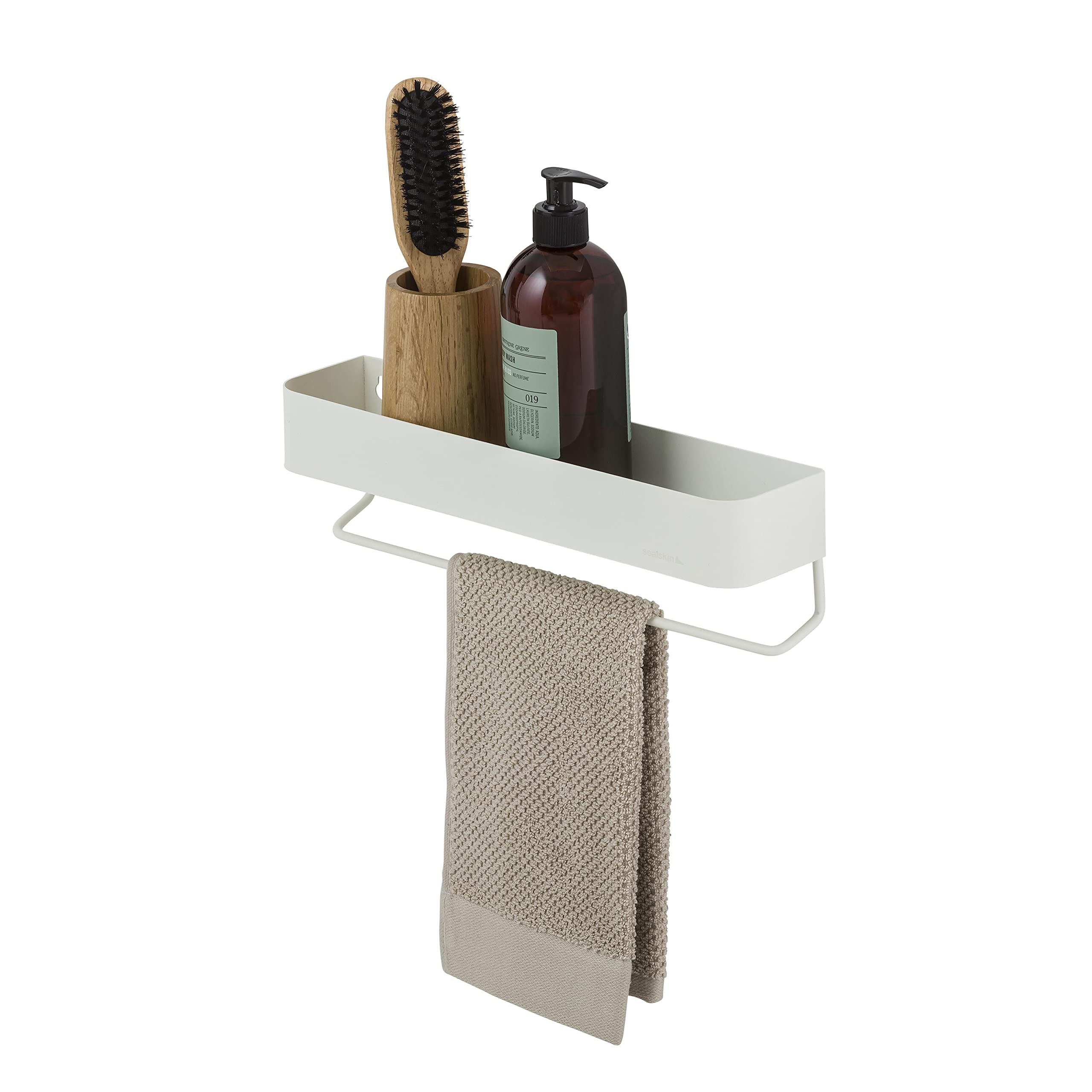 Sealskin Brix, Wall rack with towel rail, 35 cm, White