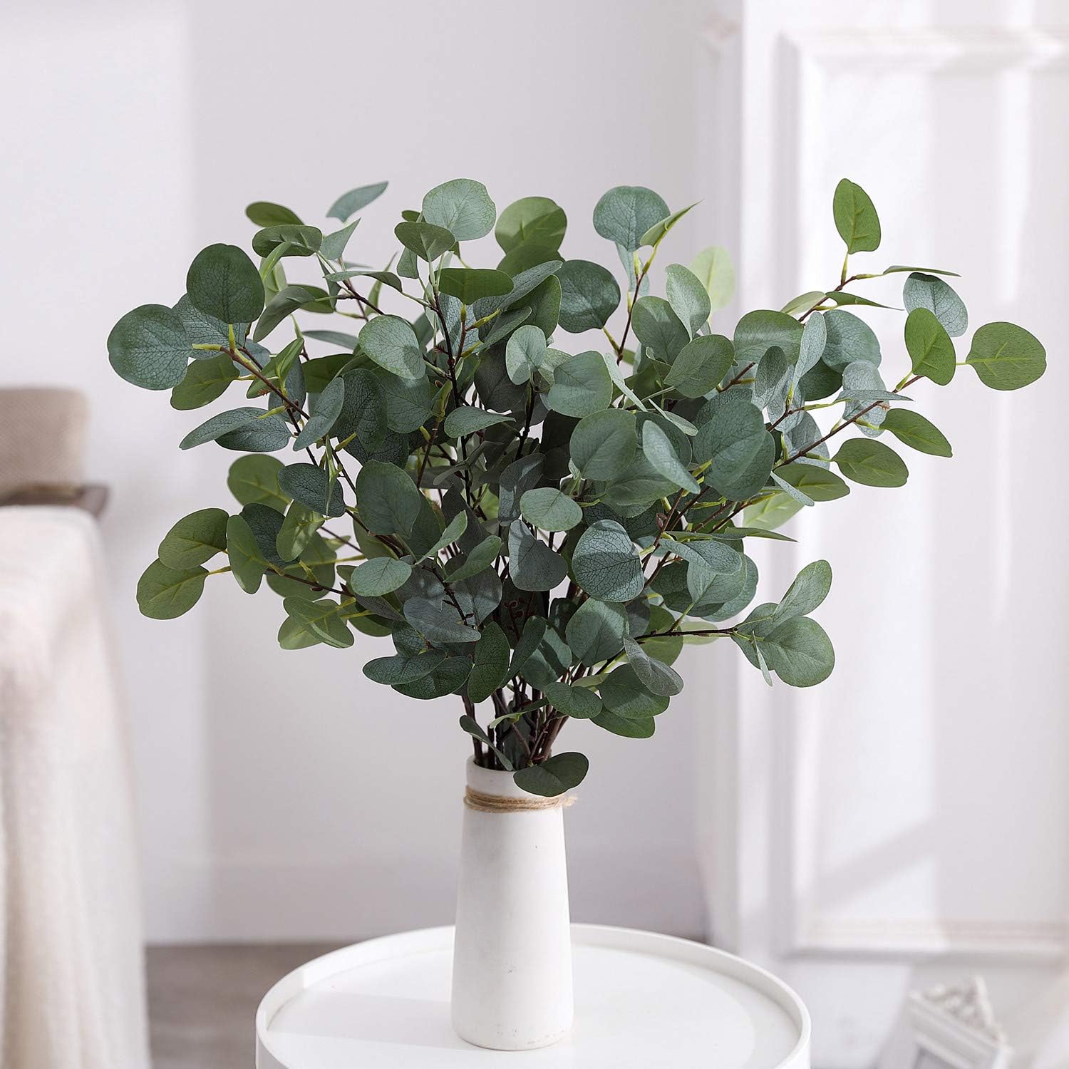 Artificial Eucalyptus Branches Silver Dollar Eucalyptus Graland Leaves Spray Greenery Decor for Home Wedding Party Bouquet (Grey Green - Pack of 4)