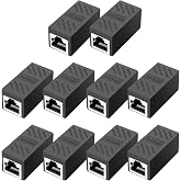 ZUZONG RJ45 Coupler, in Line Coupler Ethernet Coupler Cat8/ Cat7/ Cat6/ Cat5e/ Cat5 Ethernet Cable Extender Adapter Female to Female (10 Pack Black)