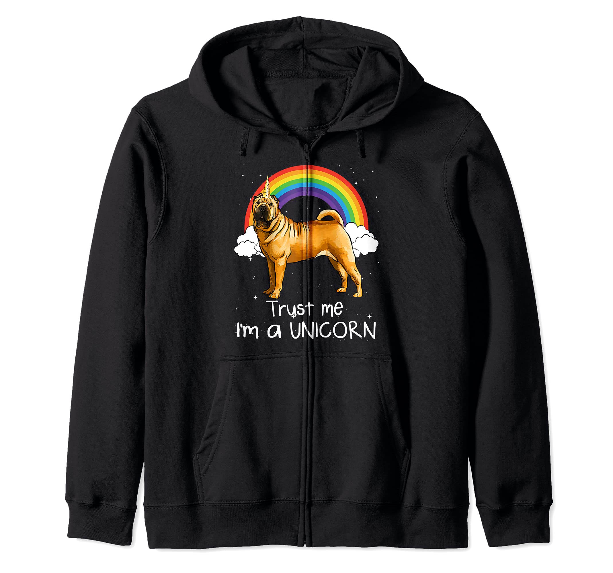 Rainbow Chinese Shar-Pei Trust Me I'm A Unicorn Dog Zip Hoodie