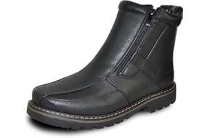 bravo! Men Waterproof Winter Boot DEAN with Fur Lining and Double Zipper Black and Brown Size 7 to 13