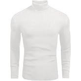 Ekouaer Mens Turtleneck Shirts Ribbed Lightweight Sweater Long Sleeve Casual Pullover Thermal Undershirts S-XXL