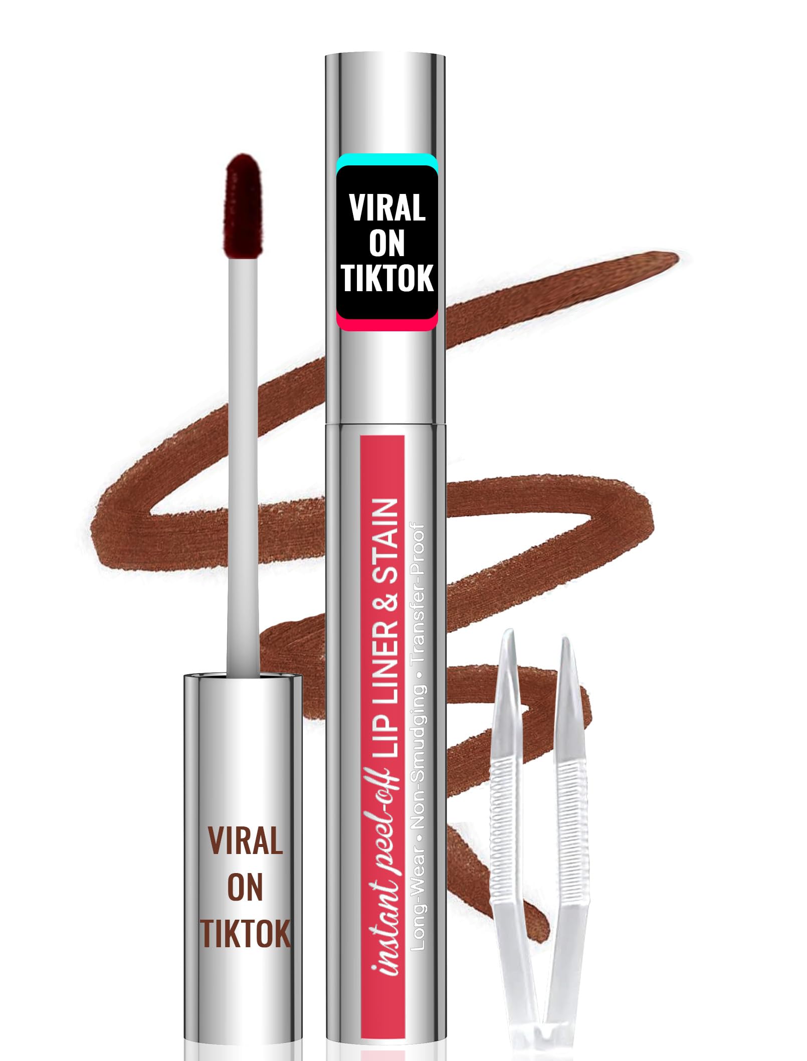 iMethod Lip & Stain - Natural Long Lasting Liner & Stain, Peel Off with Tweezer, Waterproof, Easy to Use, Stay On All Day, Coffee