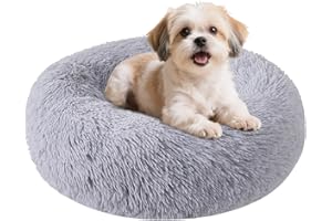 NISRADA Dog Bed for Small Medium Large Dogs Cats, 20 inch Calming Washable-Round Cozy Soft Pet Bed for Puppy and Kitten with Slip-Resistant Bottom