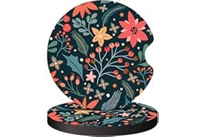 Oppsviust Car Cup Holder Coaster, Car Coasters for Cup Holders, 2PCS Universal Anti Slip Car Assecories, Cute Car Coasters with A Finger Notch, Rubber Car Cup Mat for Women Wen(Pomegranate Flowers)