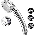 Marbrasse High Pressure Shower Head, 3-Settings Handheld Showerhead with ON/Off Full Shutoff Push Button and Switch to Contro