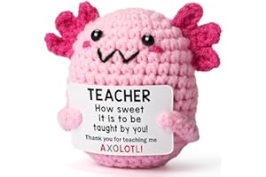 WEYON Teacher Appreciation Gift, Mini Handmade Crochet Axolotl Gift for Teachers, Daycare, Best for Christmas, Valentines, Birthday, Easter, Stocking Stuffers