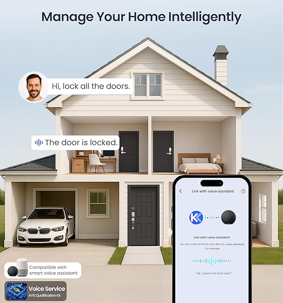 VEISE VE012W BUILT-IN WIFI FINGERPRINT SMART LOCK, APP REMOTE CONTROL, NO HUB NEEDED, KEYLESS ENTRY, FRONT DOOR SMART DEADBOLT, DIGITAL KEYPAD, AUTO LOCK, IP55 WATERPROOF, BHMA GRADE 3, SATIN NICKEL