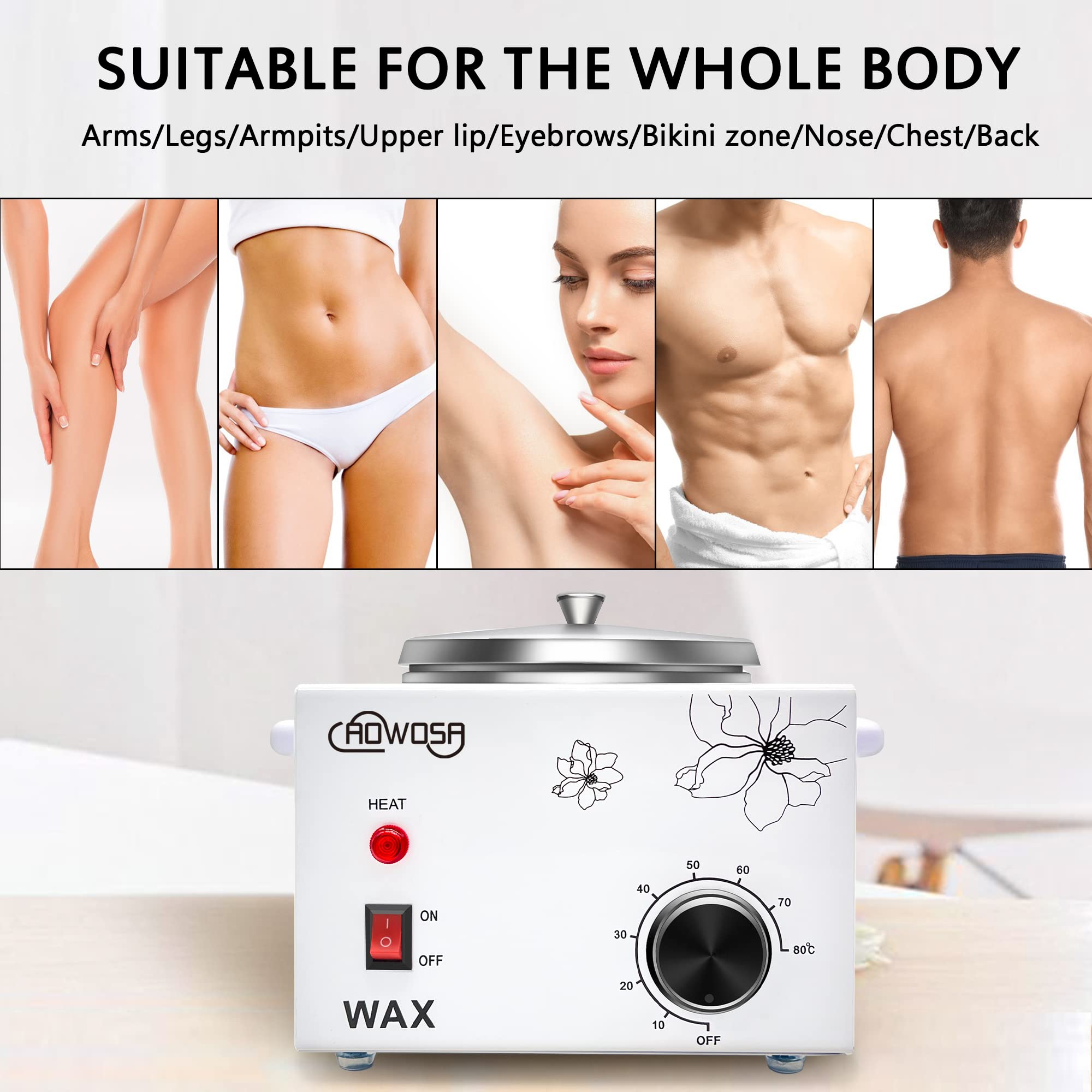 Single Wax Warmer Professional Electric Wax Heater Machine for Hair Removal, Large Waxing Pot Paraffin Facial Skin Body SPA Salon Equipment with Adjustable Temperature Set