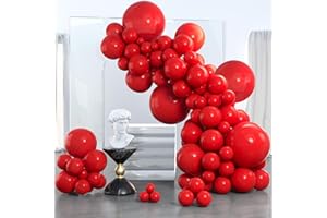 PartyWoo Red Balloons 152 pcs Different Sizes of 18 12 10 5 Inch Red Balloon Arch Kit Garland for Birthday Graduation Bachelorette Citizenship Anniversary Cherry Casino Theme Party Decorations Red-Y57
