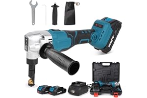 XIIW Cordless Nibbler for Makita 18V Battery, 3 Speeds Adjustable 16 Gauge Sheet Metal Cutter w/ 2400RPM Brushless Motor & 2x2.5Ah Battery, Replaced Blades for Cutting Stainless Steel, Aluminium, Plastic