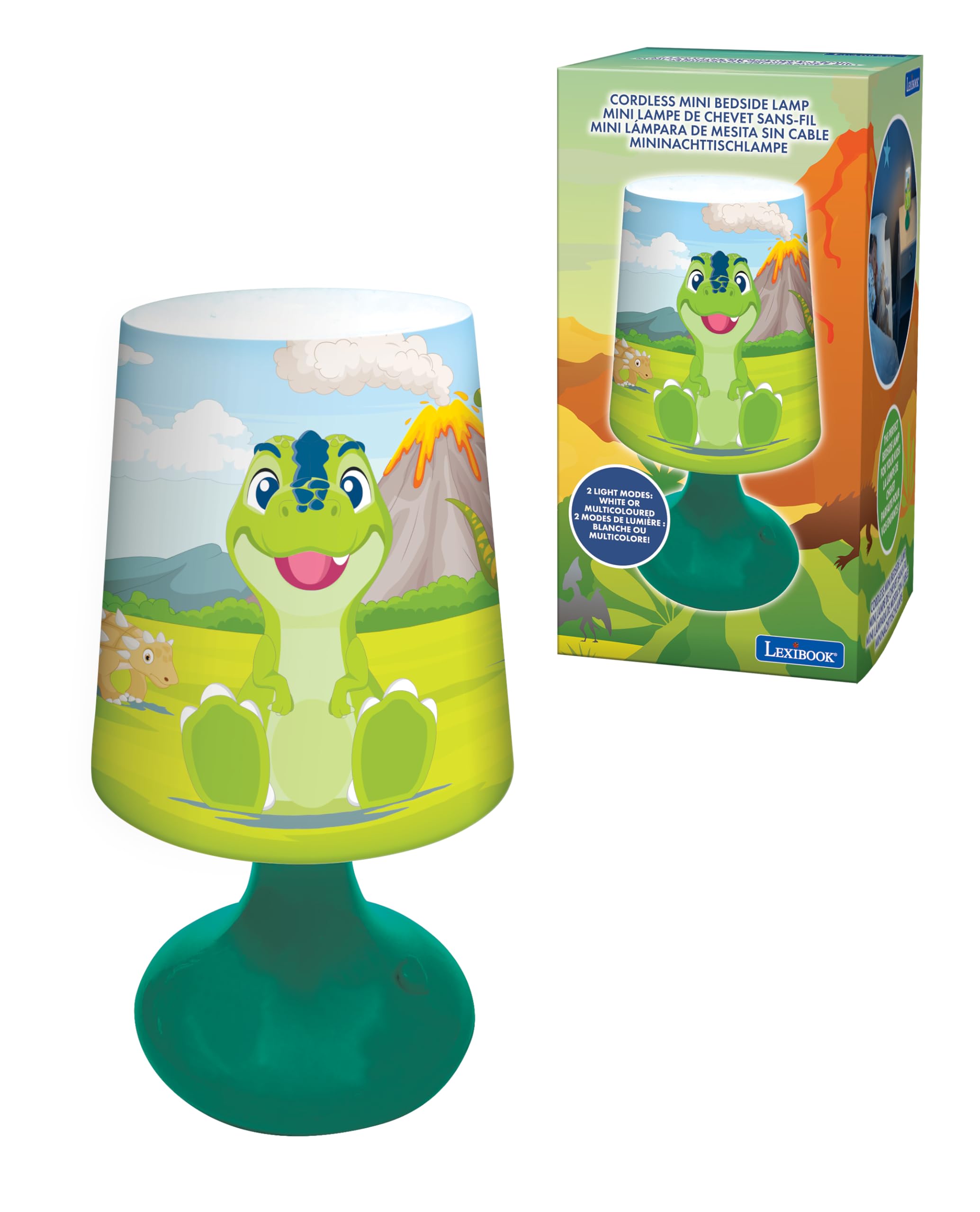 LEXIBOOK, Dinosaur - Dinosaur Mini Cordless Bedside Lamp and Nightlight - MLT10DINO — image 1