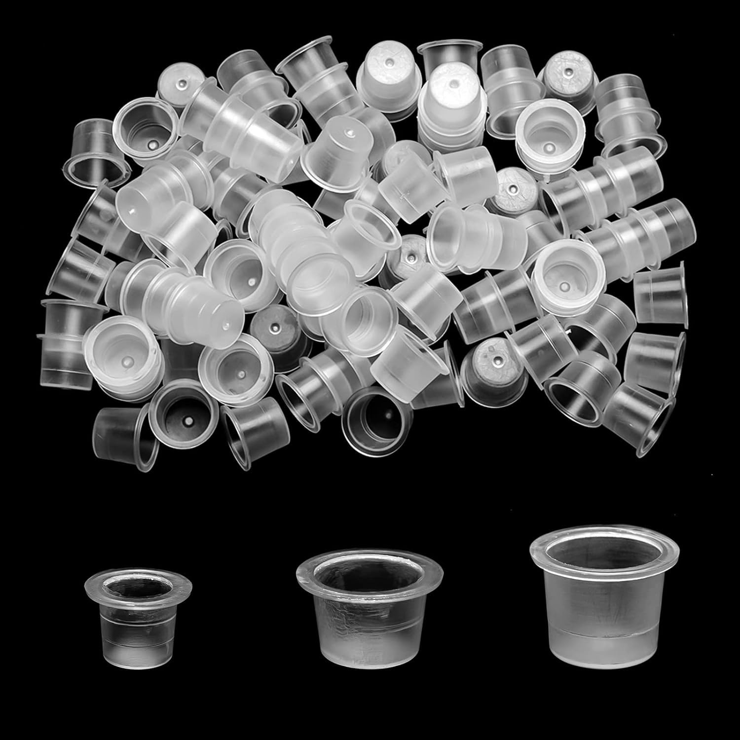 ATOMUS 300 Pcs Tattoo Ink Cups Mixed Sizes Disposable Ink Cups Holder Container