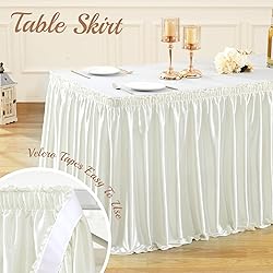 9ft Length Glitter Ivory Table Skirt Rectangle