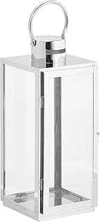 Gartenfreude Edelstahl Laterne Gartenlaterne, silber, 17 x 16 x 41 cm