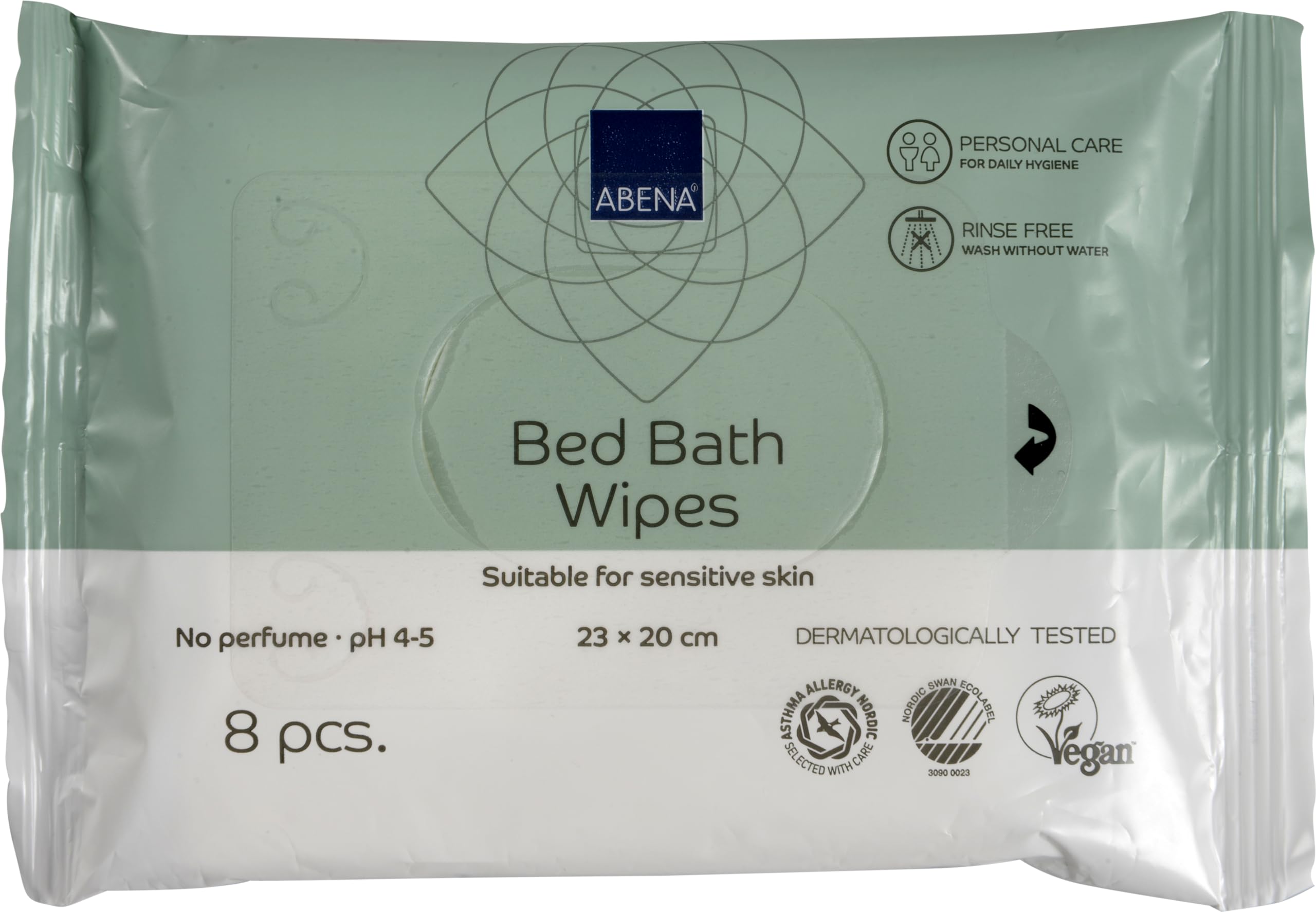 Abena Bed Bath Wipes | 20x 23cm | 8 Pieces | Strong Wet Wipes Elderly Aids For Daily Living, Wet Wipes For Adults Suitable For Bed Bound or Immobile Individuals. Body Wipes for Personal Care.