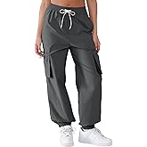 YIPINK Women's Parachute Cargo Pants Quick Dry Lightweight Hiking Pants with 4 Pockets Water Resistant Travel Casual