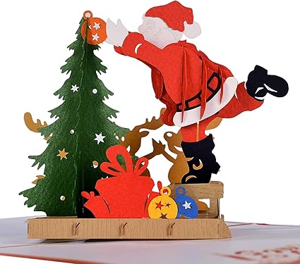 Amazon Cutepopup カード 封筒でクリスマスカード ボクシングデーのための3dの理想的なギフト クリスマス 新年 感謝祭をポップアップ サンタ クリスマスツリー グリーティングカード 文房具 オフィス用品