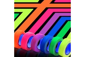 corwogolo 6 Pcs UV Blacklight Reactive Neon Gaffer Cloth Tape,6 Colors Neon Gaffer Cloth Tape 0.59inch*16ft per Color,Fluorescent UV Blacklight Glow in The Dark Cloth Tape Super Bright for UV Party