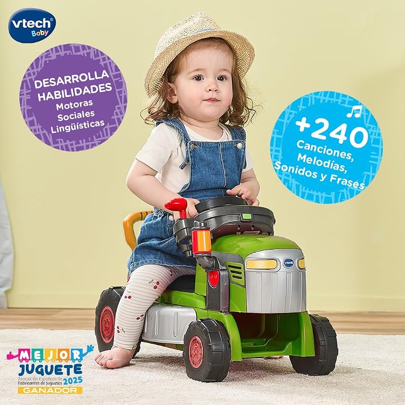 -Baby Convertible 3 en 1 Tractor y Cortacésped, Juguete +1 Año