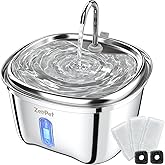 ZeePet Stainless Steel Cat Water Fountain, 3.5L/120oz Large Capacity Pet Water Fountain with Window, Automatic Dog Water Disp