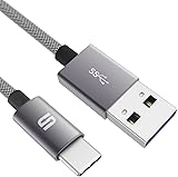 USB C Cable [Ultra Durable] Syncwire Nylon Braided Type-C to USB 3.0 Charger Cable -Lifetime Warranty Series- for Apple New Macbook, Galaxy Note 7, ChromeBook Pixel, Nexus 5X / 6P, OnePlus 2 / 3, Lumia 950 / 950XL, Nokia N1, Asus Zen AiO and More - 1m Space Gray