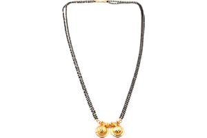 JewarHaat Mangalsutra Indian Bollywood Wedding Bridal Traditional Handmade Meena Work Gold Plated Temple Pendant Symbolic Tanmaniyam Nallapusalu Black Beads Bollywood Faux South Indian Jewelry Women