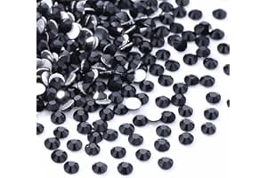Meibite Black Flatback Rhinestones, Glass Rhinestones for Nail Art and Craft, Glue Fix, Loose Crystal Gemstones(Black, SS10, 1440pcs, 2.7-2.8mm)