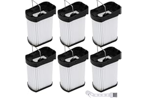 Attemart WV401 Fabric Filter Compatible with Shark Wandvac Cordless Handheld Vacuum WV400 WV401BL WV401PK WV410BL WV410PR WV410TL QV410QBL Replacement Filters, Compare to Part # XFFWV400, 6 Pack